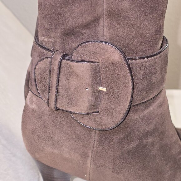 Söfft Women’s Brown Suede Tall Boots 8M | Leather Upper, Buckle Strap, Cone Heel - Picture 4 of 8